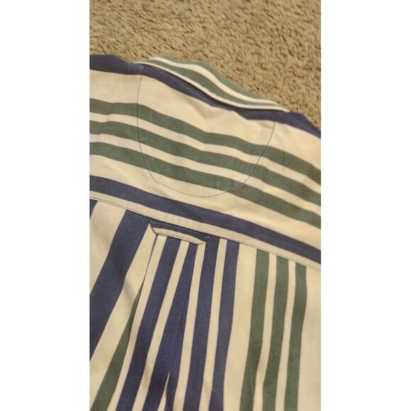 Vintage Coliseum Men's Shirt XXL‎ Black White Stripe Logo Heavy Button Down - Picture 10 of 16